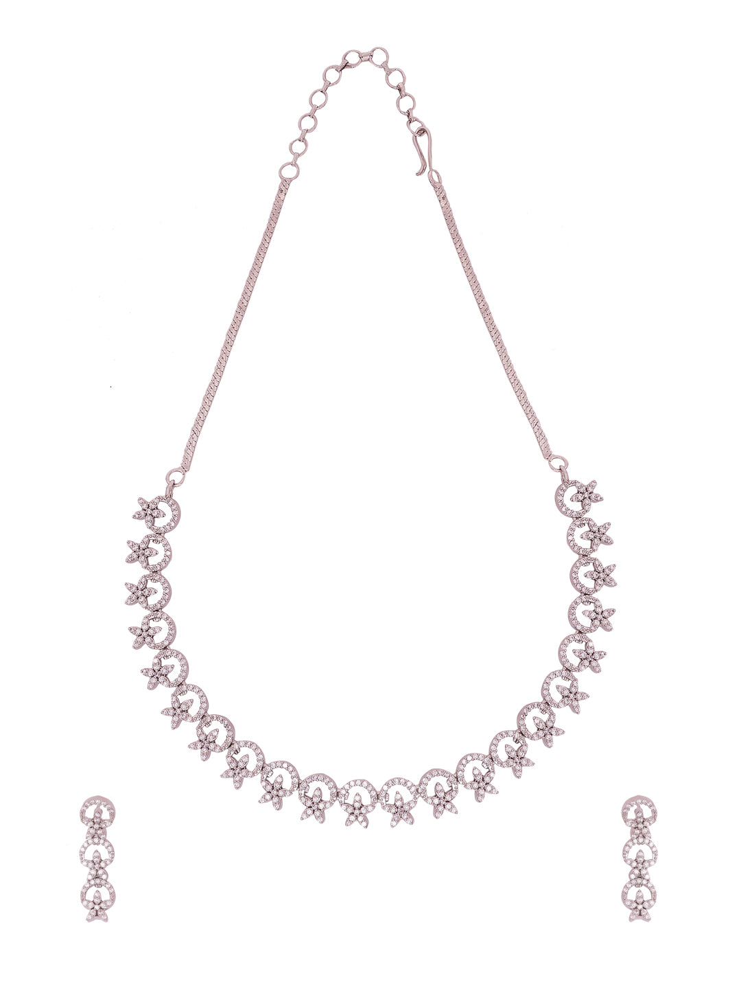 Kayrah Silver Tone Crystal Necklace & Earrings Set for Women