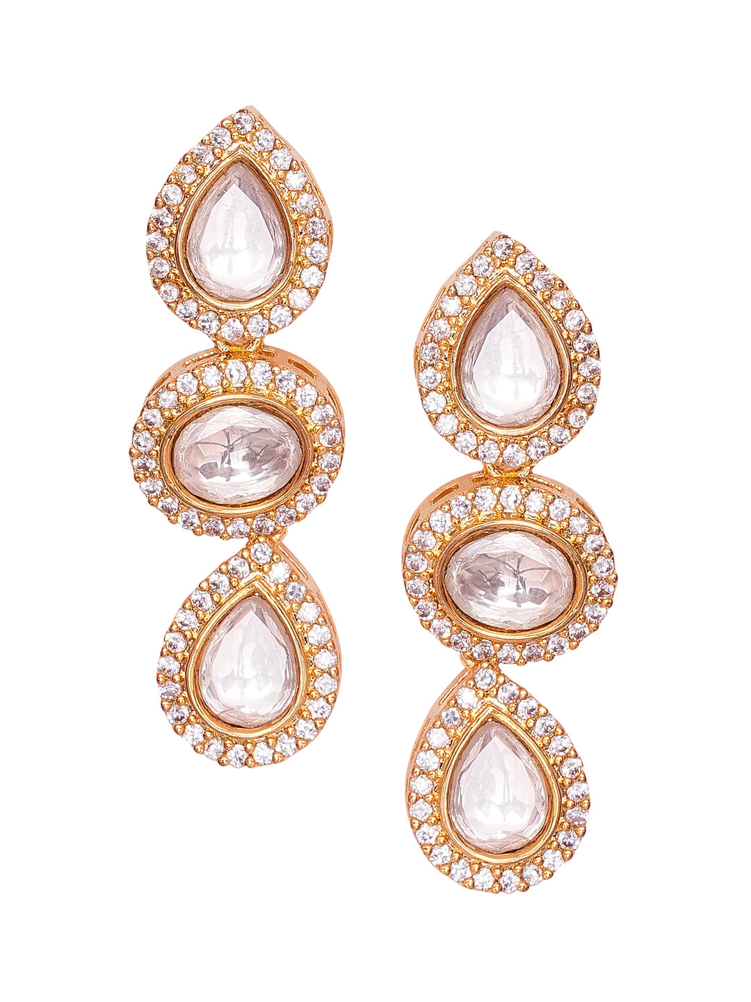 Gold-Tone Kundan-Style Necklace & Earrings Set for Women
