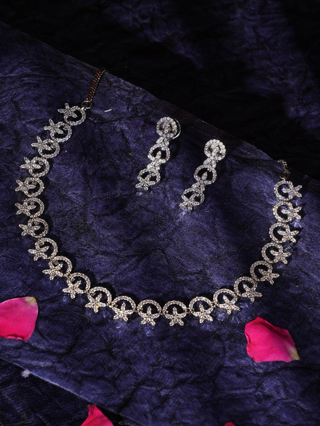 Kayrah Silver Tone Crystal Necklace & Earrings Set for Women