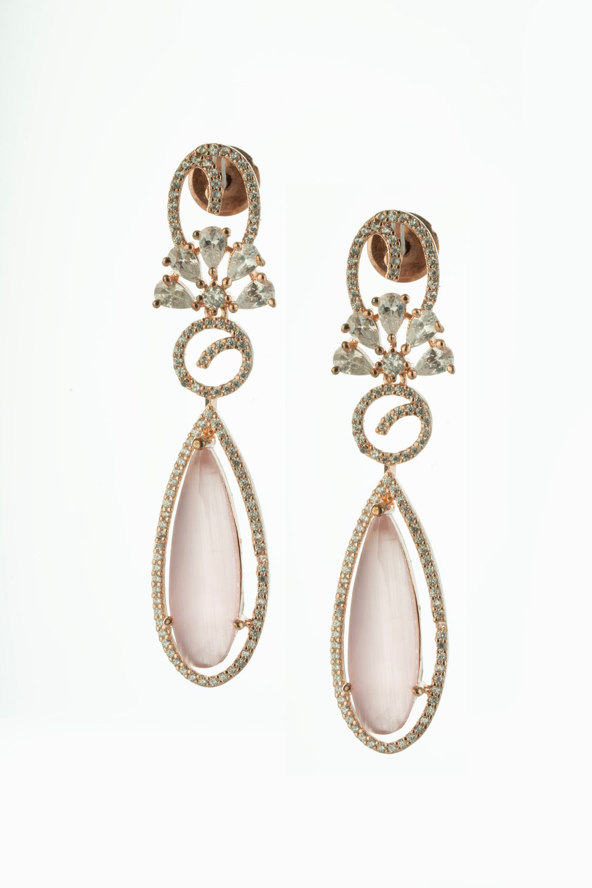Pink Teardrop Crystal Drop Earrings for Women