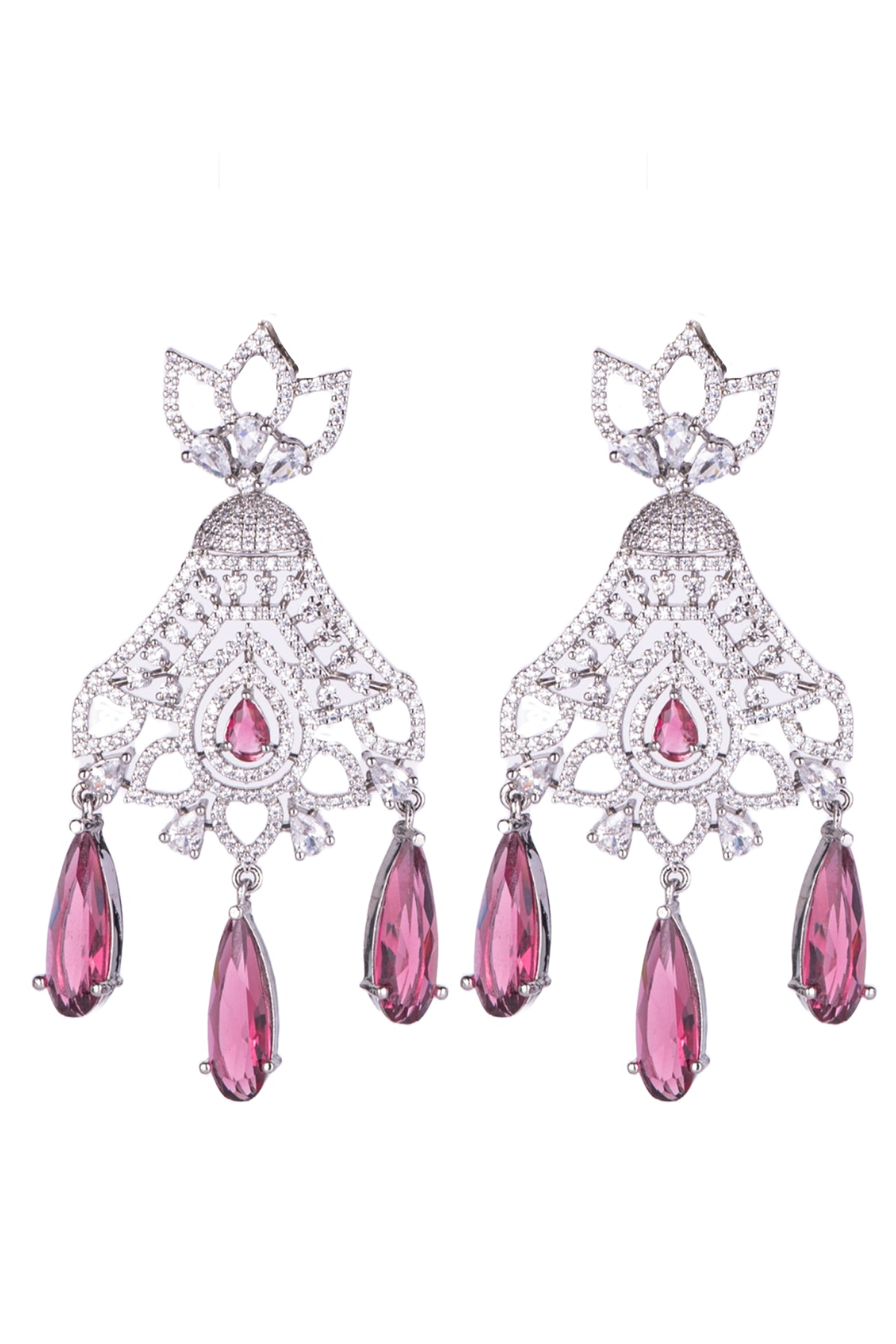 Pink Crystal Chandelier Earrings for Women