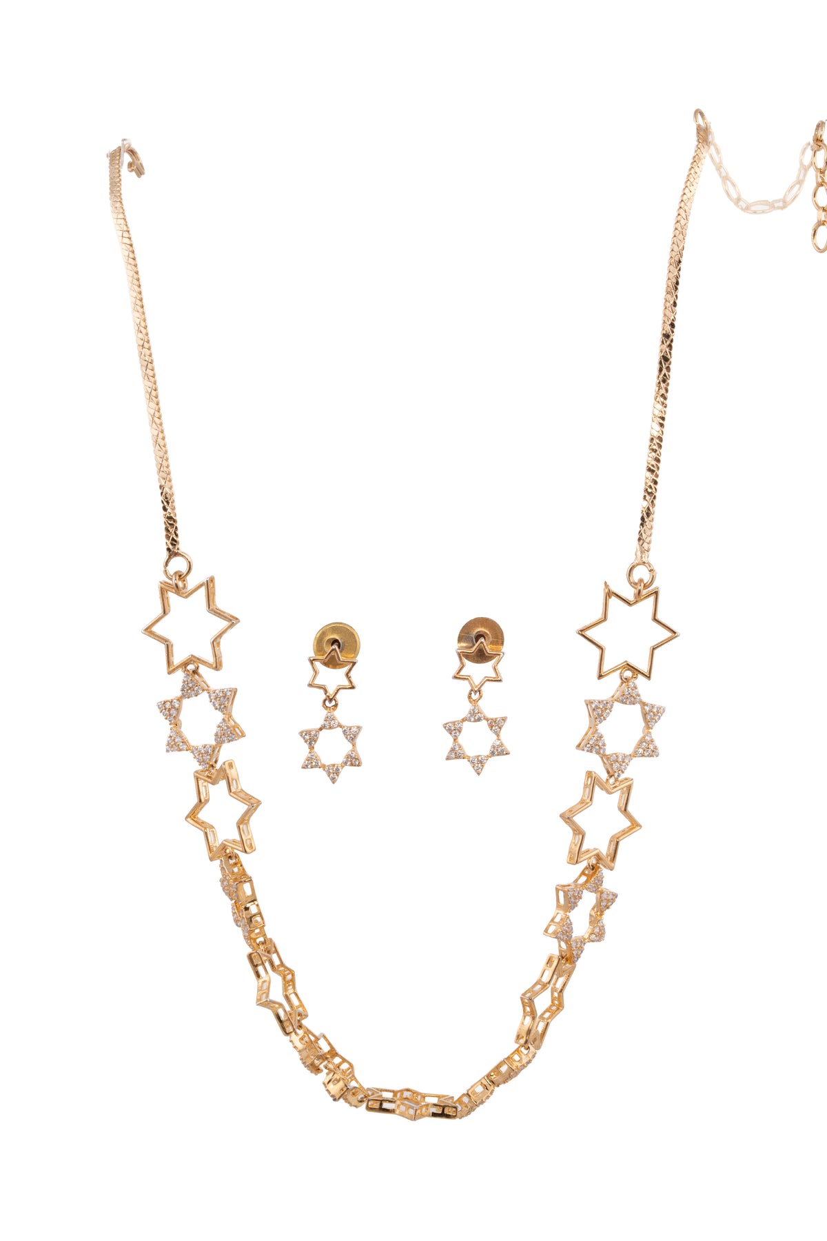 Kayrah Gold Tone Star Crystal Necklace & Earrings Set for Women