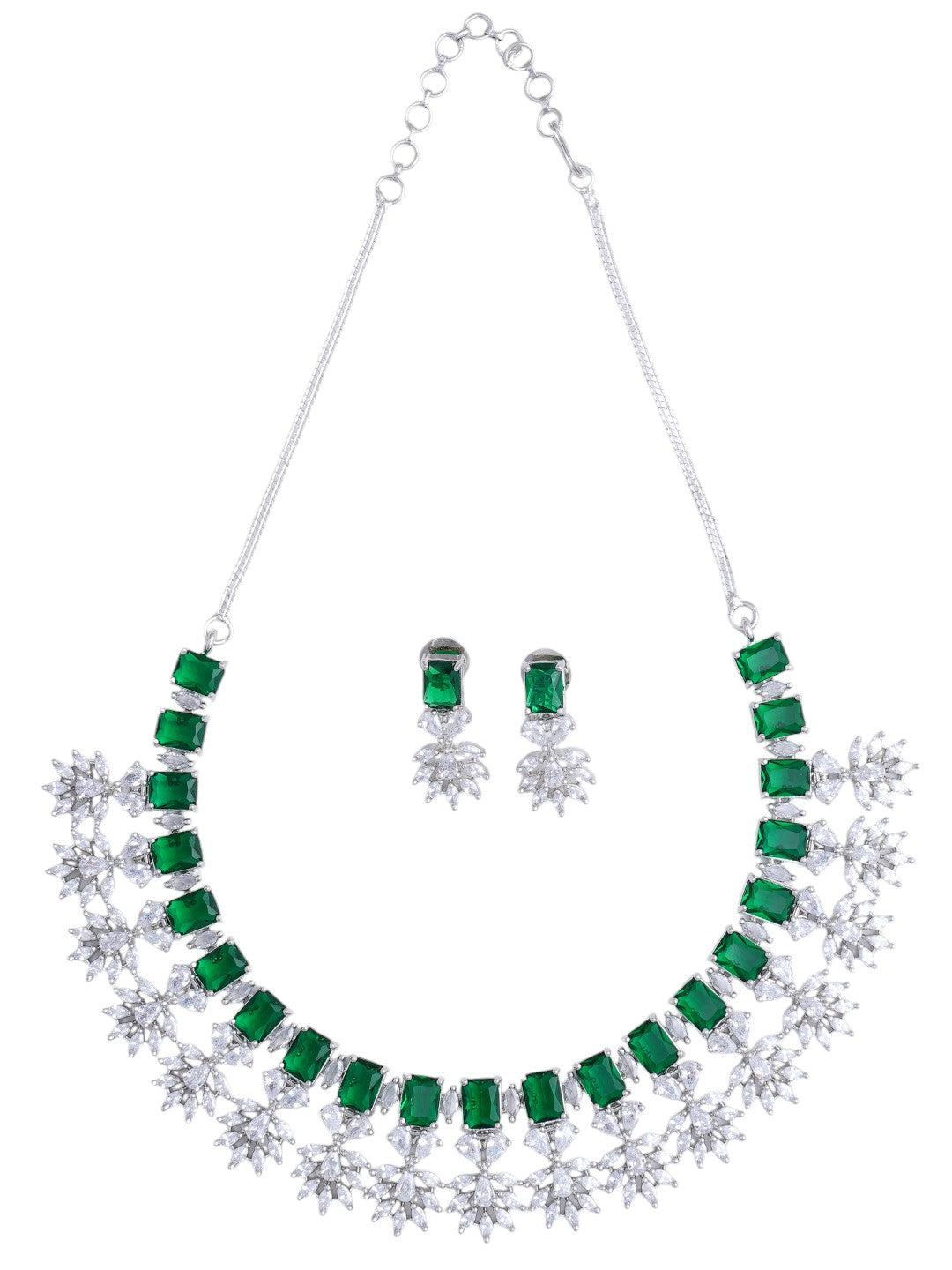 Kayrah Green Crystal Necklace & Earrings Set for Women