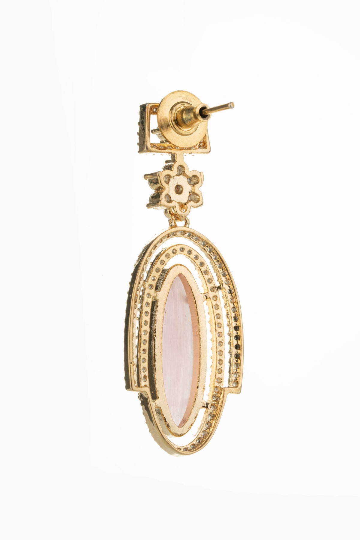Pink Stone Gold-Tone Drop Earrings for Women