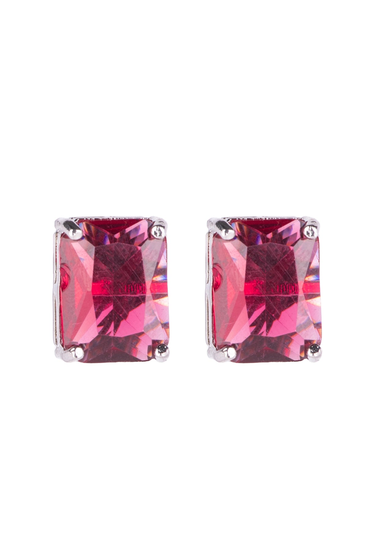 Ruby Red Rectangular Stone Necklace Earrings & Ring Set for Women
