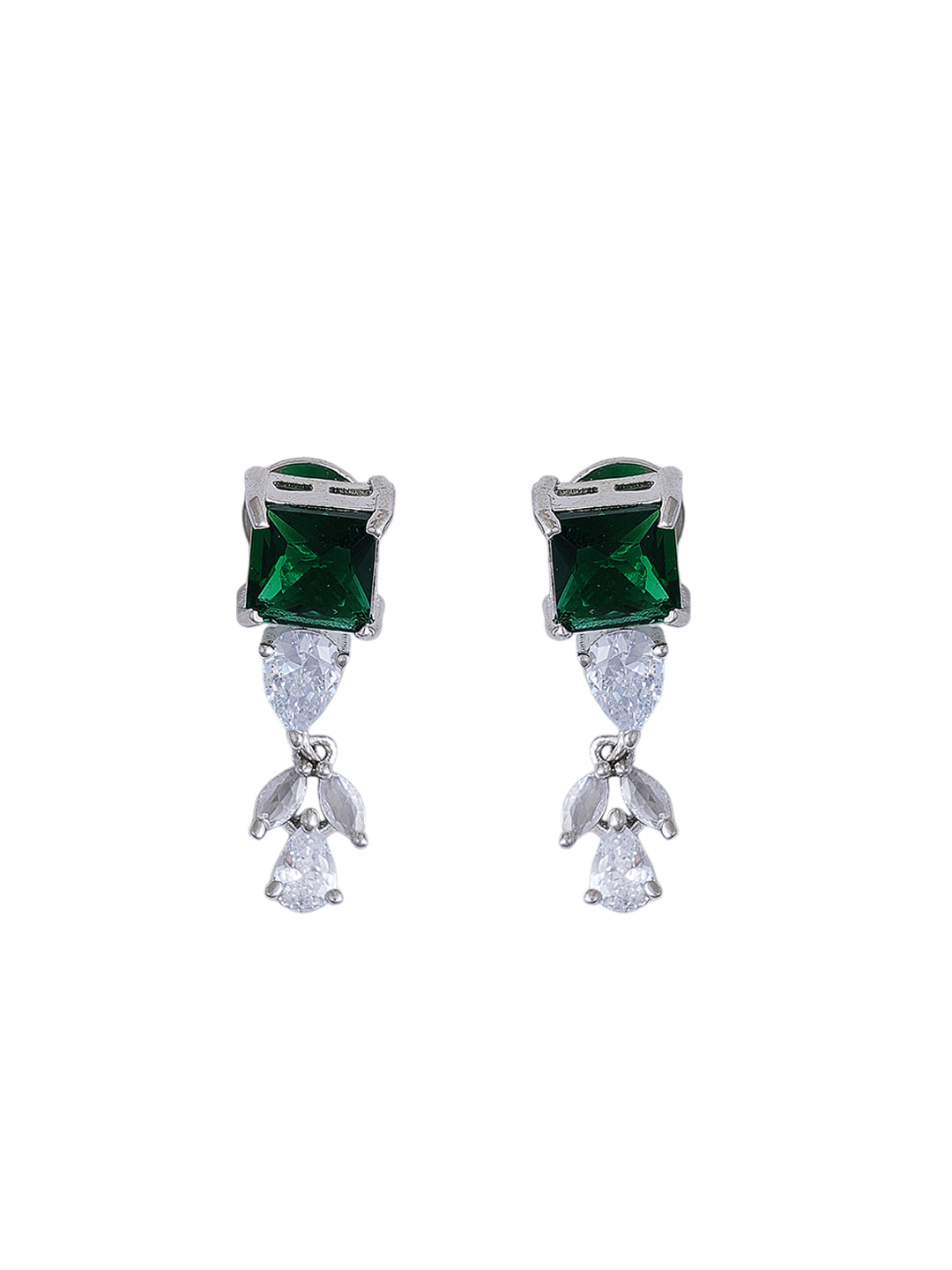 Emerald Green Statement Necklace & Earrings Set with Teardrop Stones