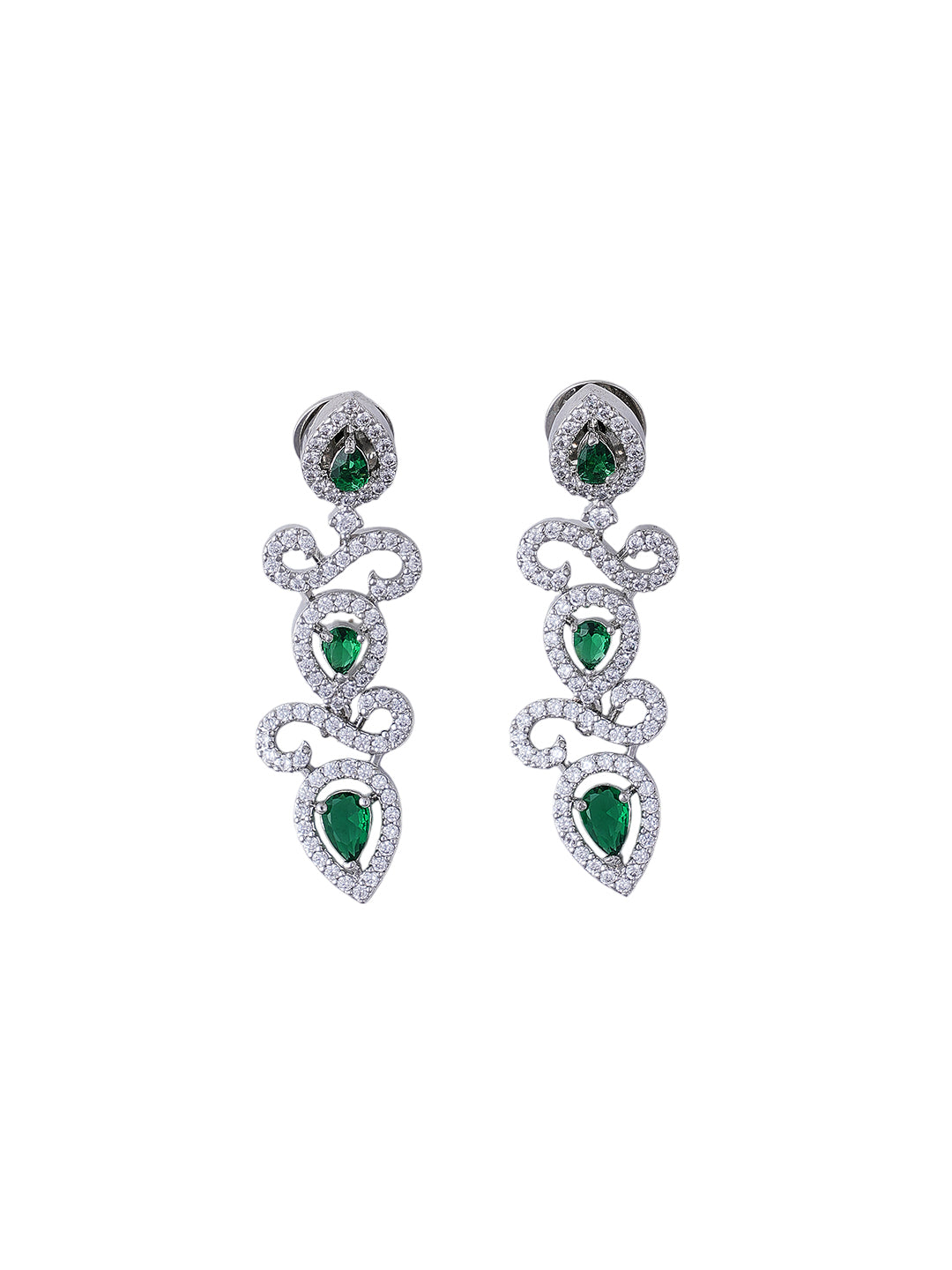 Emerald Green Teardrop Necklace & Earrings Set for Women