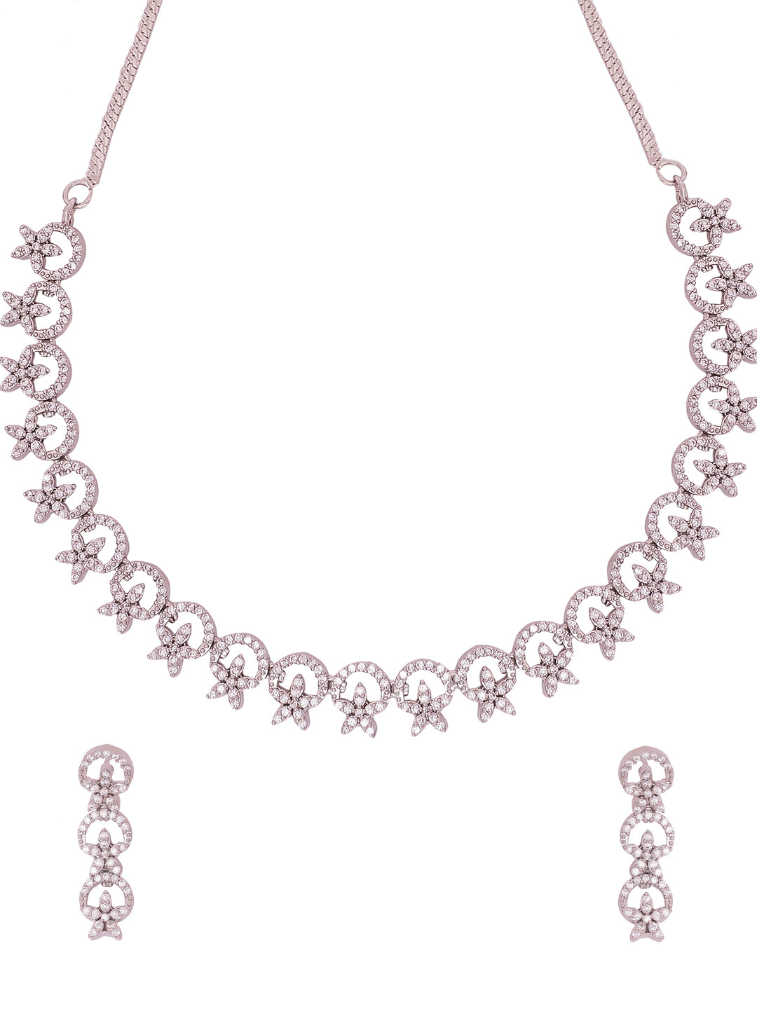 Kayrah Silver Tone Crystal Necklace & Earrings Set for Women