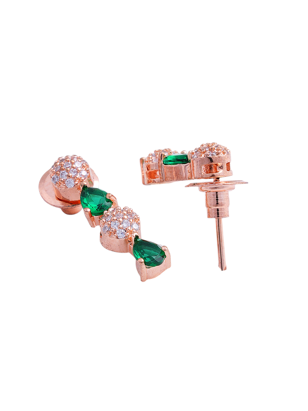 Emerald Green & Clear Stone Necklace Earrings Set for Women