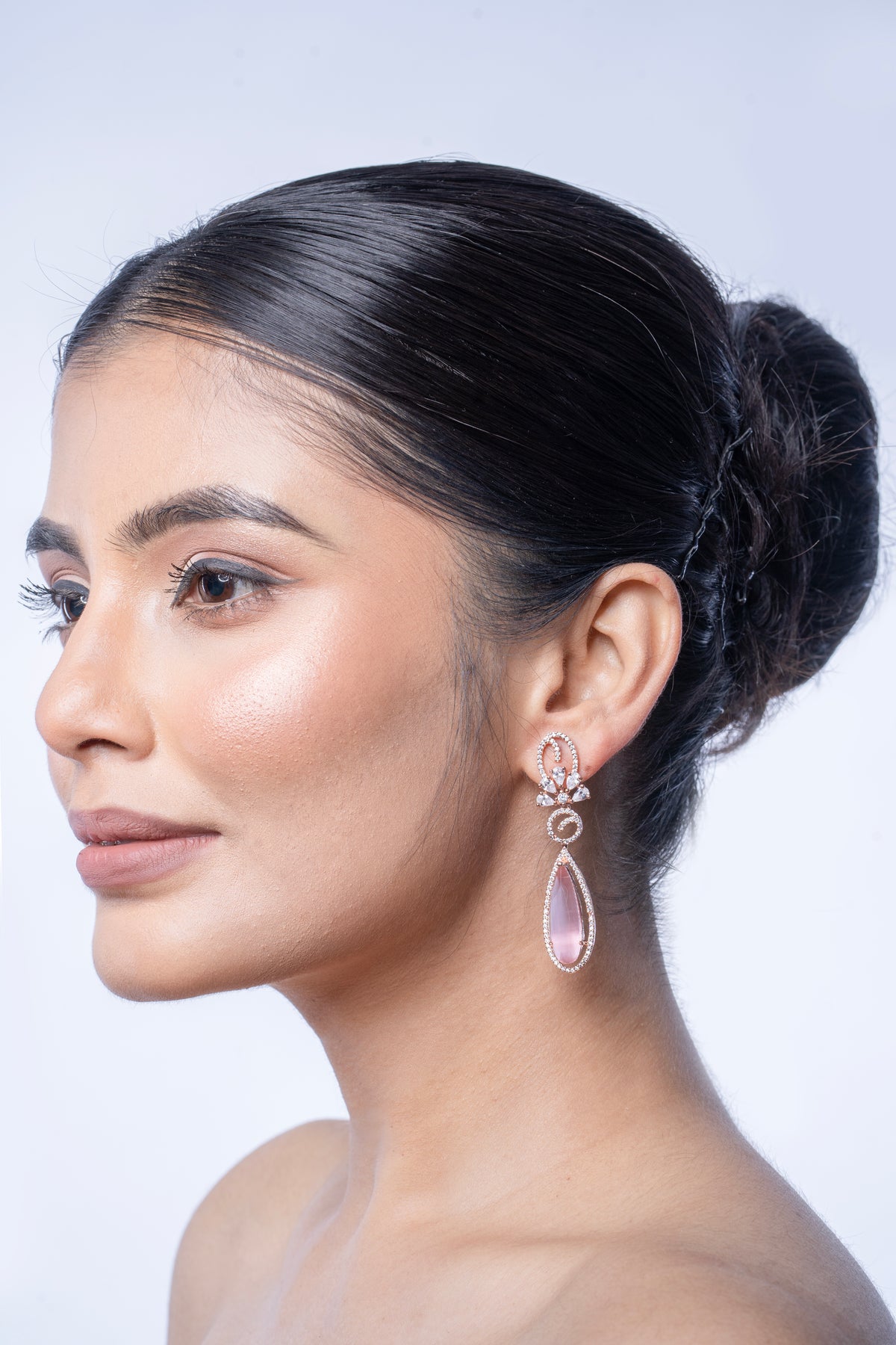 Pink Teardrop Crystal Drop Earrings for Women