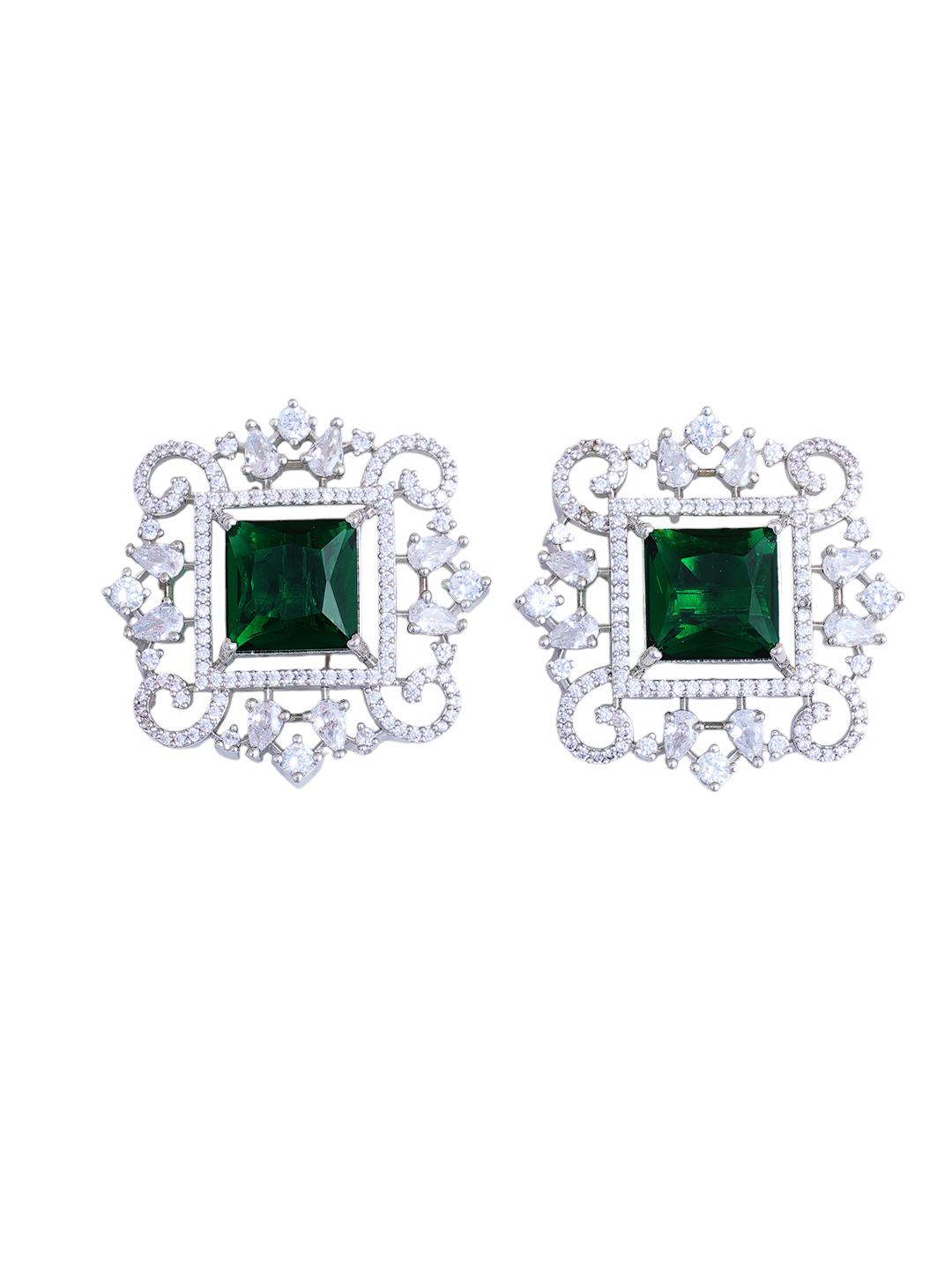 Emerald Green Statement Necklace & Earrings Set for Women