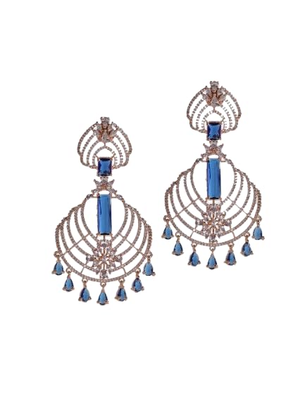Silver Plated Blue Stone Drop Earrings for Women | Statement Fashion Jewellery Earrings for Girls | Boho Dangle Earrings | Gift for Women
