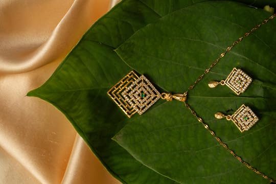 KAYRAH Women Green Brass Material Crafted CZ Stone Studed Necklace with Earrings with Matching Earrings with Matching Earrings