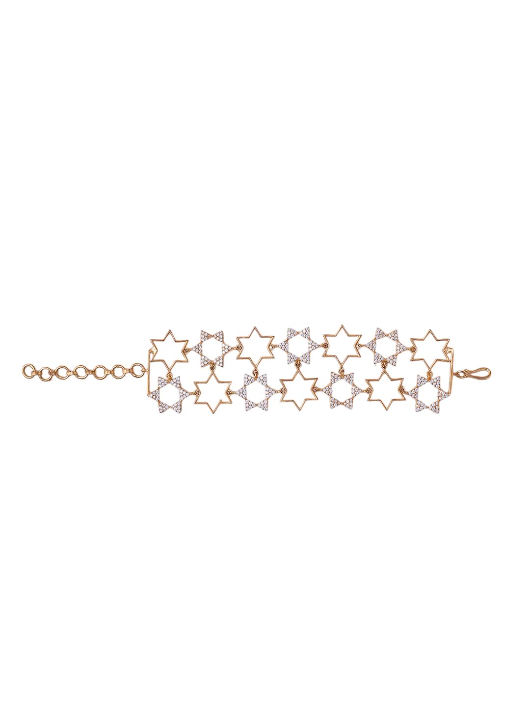 KAYRAH Gold Plated Star Crystal Link Bracelet for Women Stylish Fashion Jewellery
