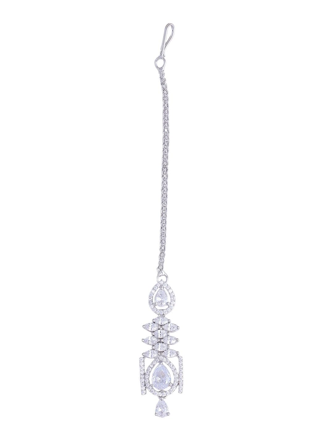 KAYRAH High-polished Brass CZ Stone Pendant Necklace, Stud Earrings and Ring Set for Women and Girls with Matching Earrings with Matching Earrings