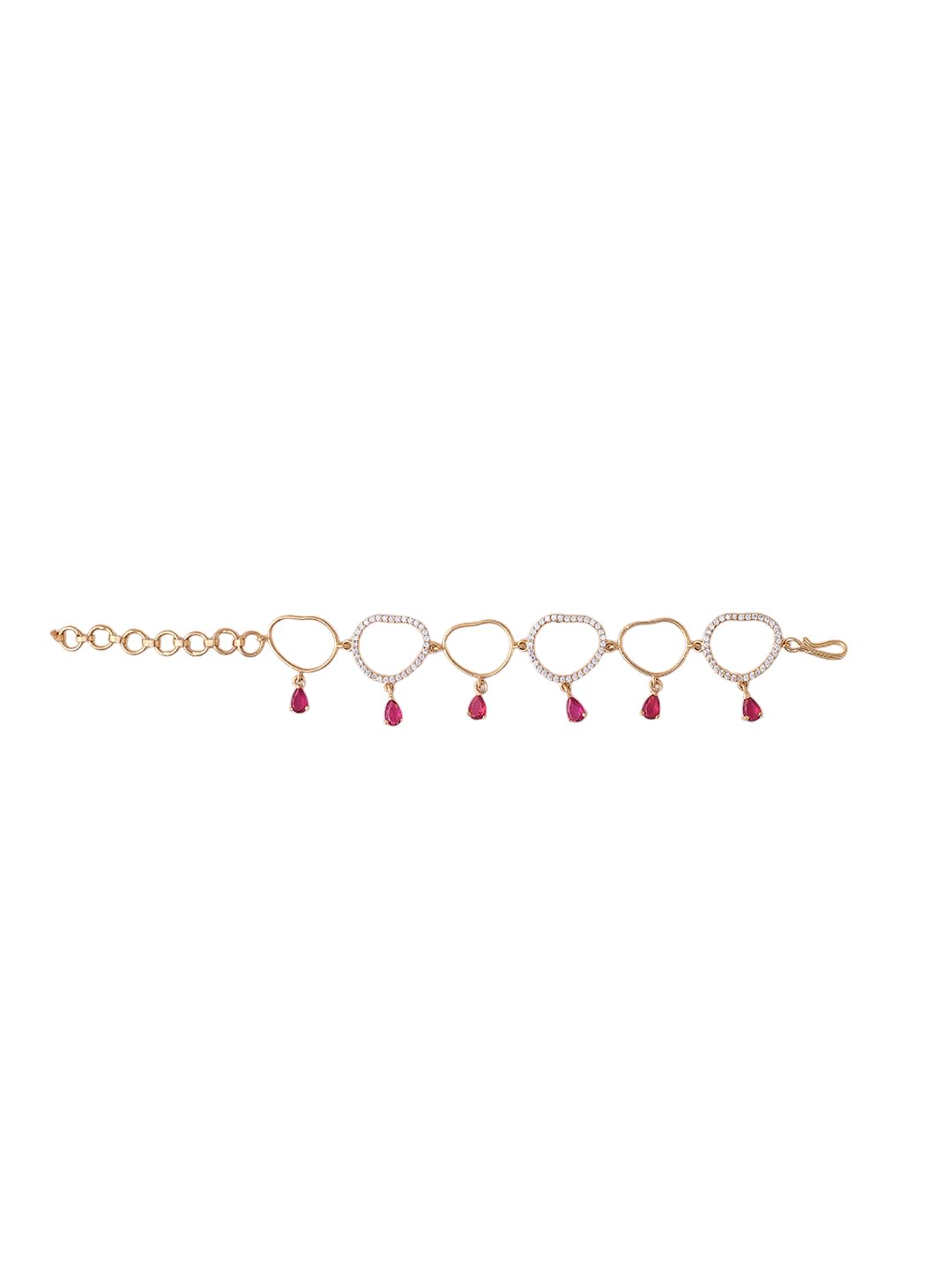KAYRAH Gold Plated Heart Crystal Pink Stone Bracelet for Women Stylish Fashion Jewellery
