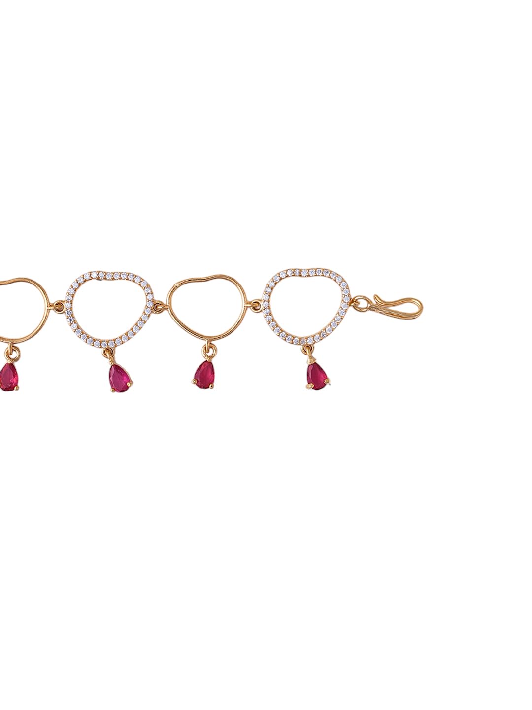 KAYRAH Gold Plated Heart Crystal Pink Stone Bracelet for Women Stylish Fashion Jewellery