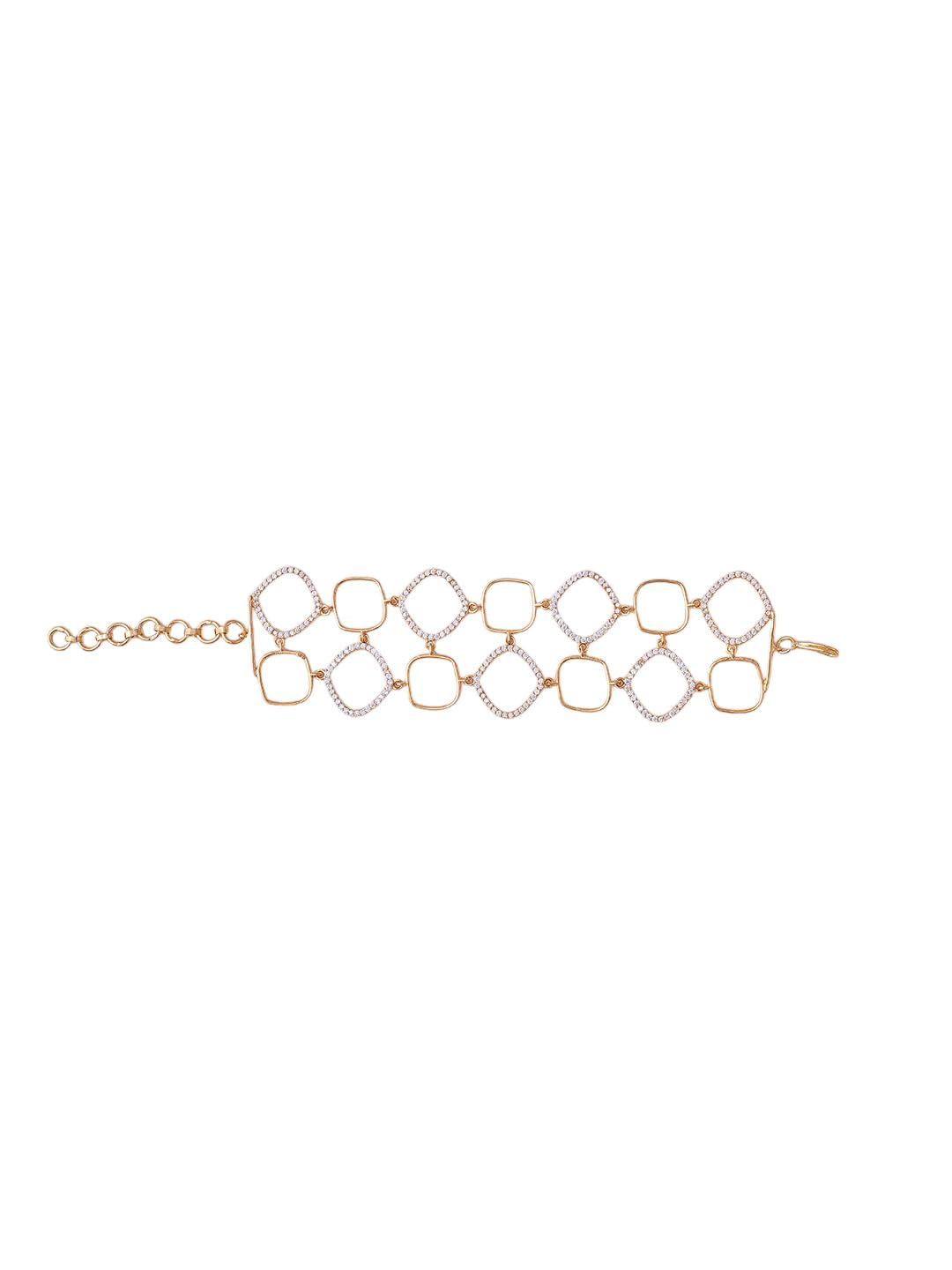 KAYRAH Gold Plated Square Crystal Link Bracelet for Women Stylish Fashion Jewellery