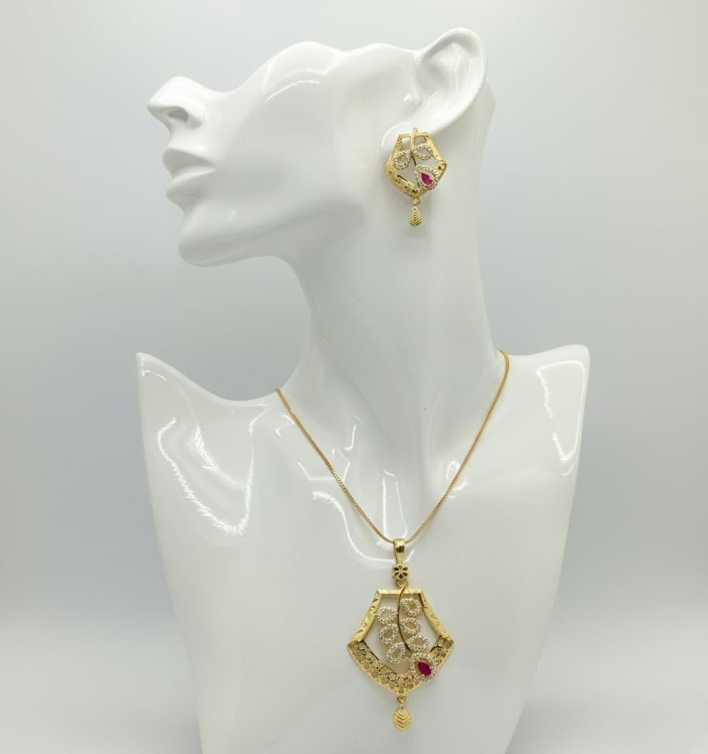 KAYRAH Gold Plated Necklace Set for Women Stylish with Matching Earrings with Matching Earrings