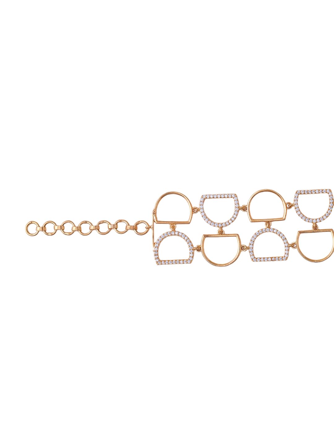 KAYRAH Gold Plated Geometric Crystal Link Bracelet for Women Stylish Fashion Jewellery