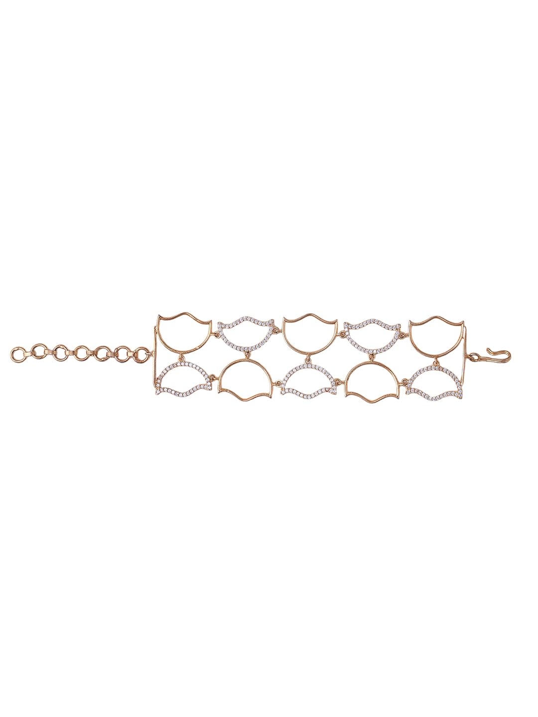 KAYRAH Gold Plated Crystal Geometric Link Bracelet for Women Stylish Fashion Jewellery
