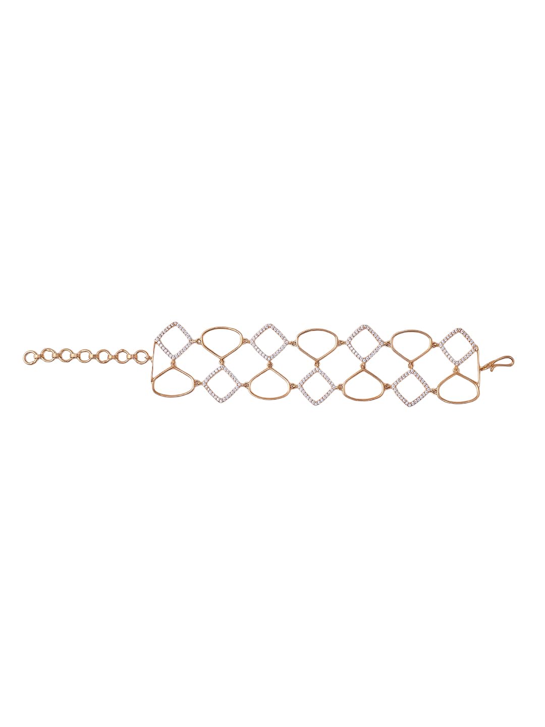 KAYRAH Gold Plated Geometric Crystal Bracelet for Women Stylish Fashion Jewellery