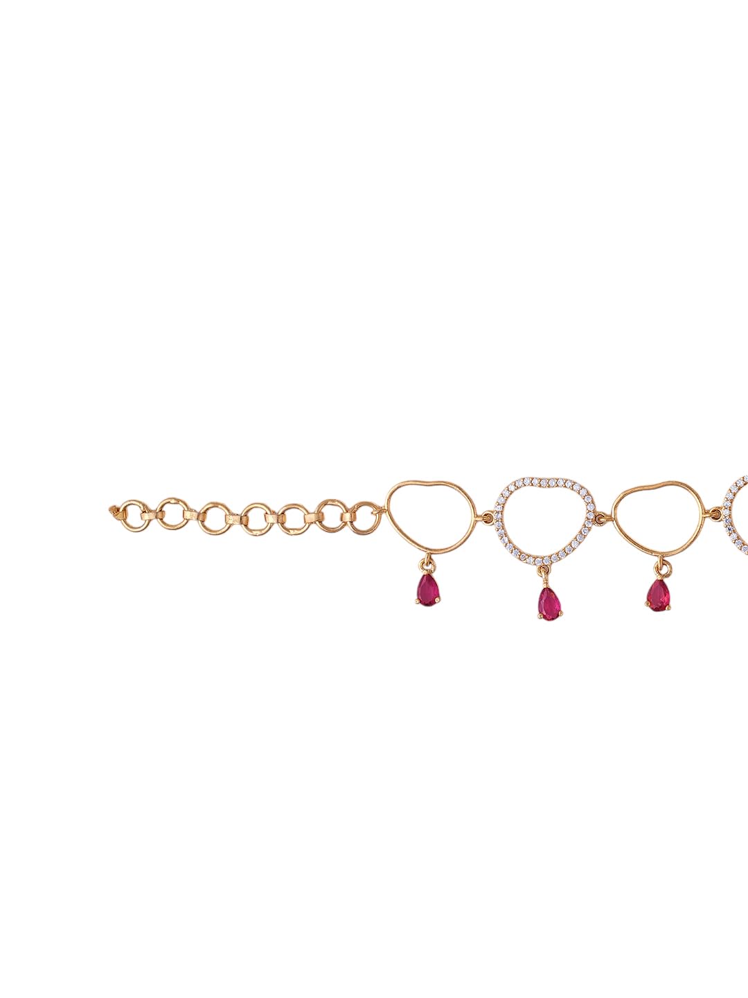 KAYRAH Gold Plated Heart Crystal Pink Stone Bracelet for Women Stylish Fashion Jewellery
