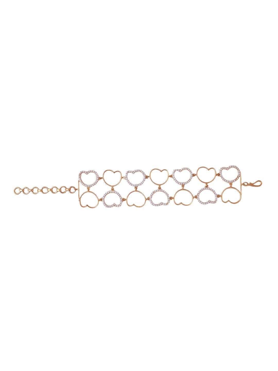 KAYRAH Gold Plated Heart Crystal Link Bracelet for Women Stylish Fashion Jewellery