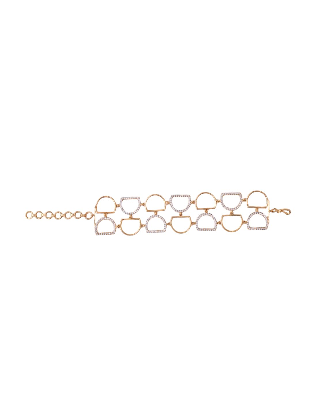 KAYRAH Gold Plated Geometric Crystal Link Bracelet for Women Stylish Fashion Jewellery