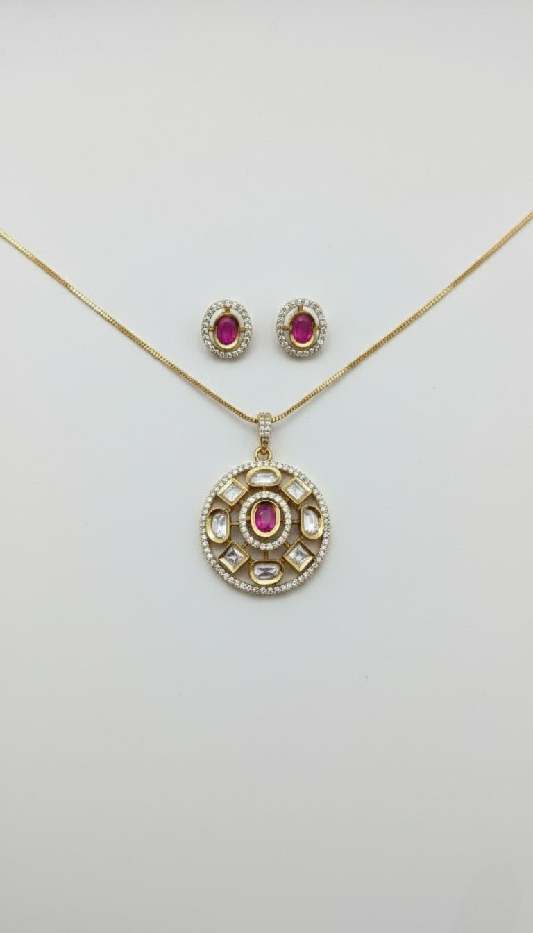 KAYRAH Women Green Brass Material Crafted Kundan Stone Studed Necklace with Earrings with Matching Earrings with Matching Earrings