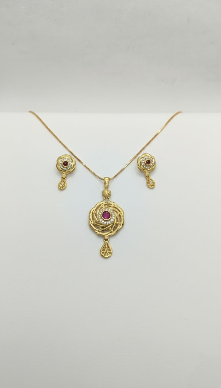 KAYRAH Gold Plated Traditional Necklace Set for Women with Matching Earrings with Matching Earrings