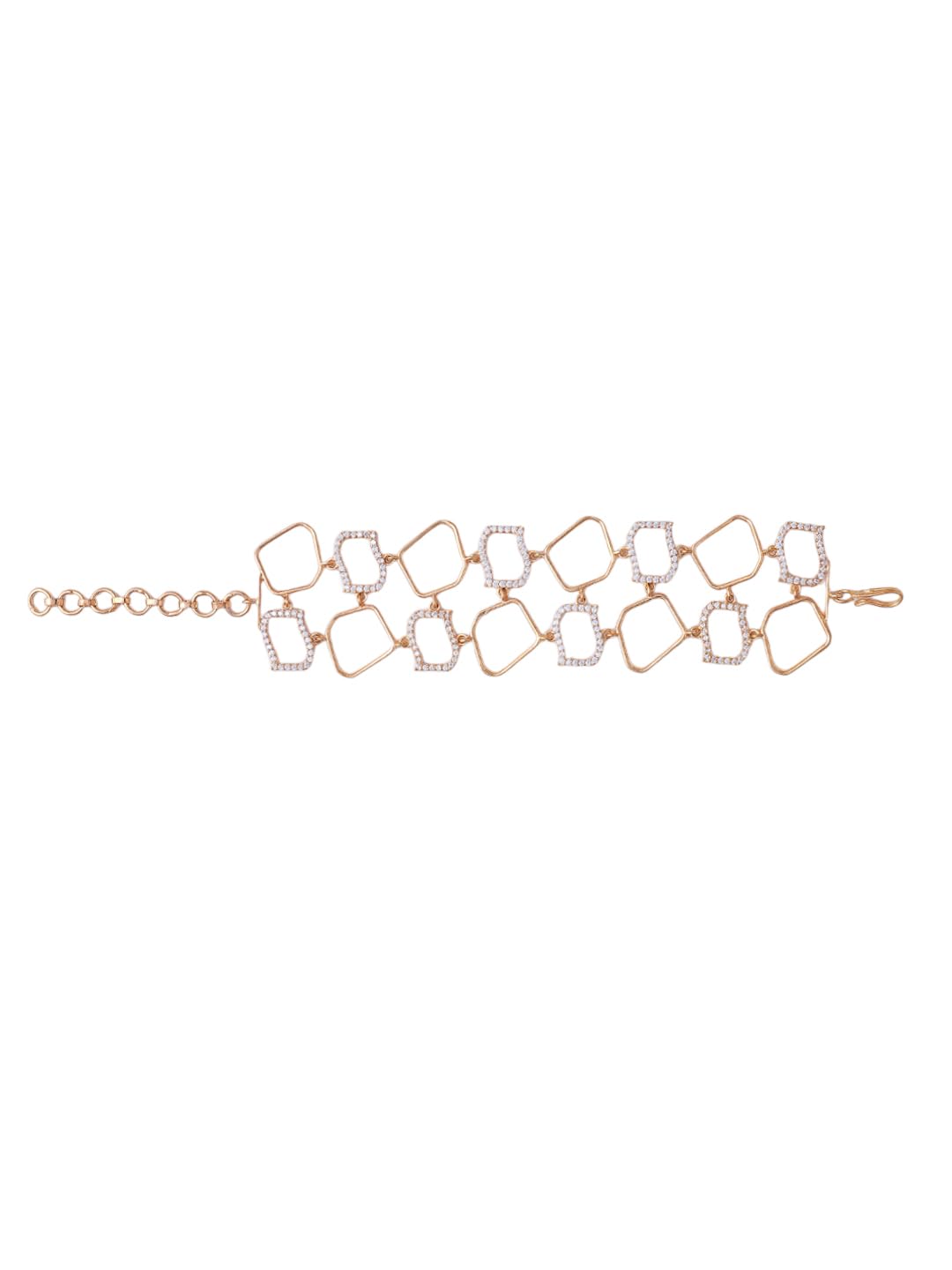 KAYRAH Gold Plated Geometric Crystal Link Bracelet for Women Stylish Fashion Jewellery
