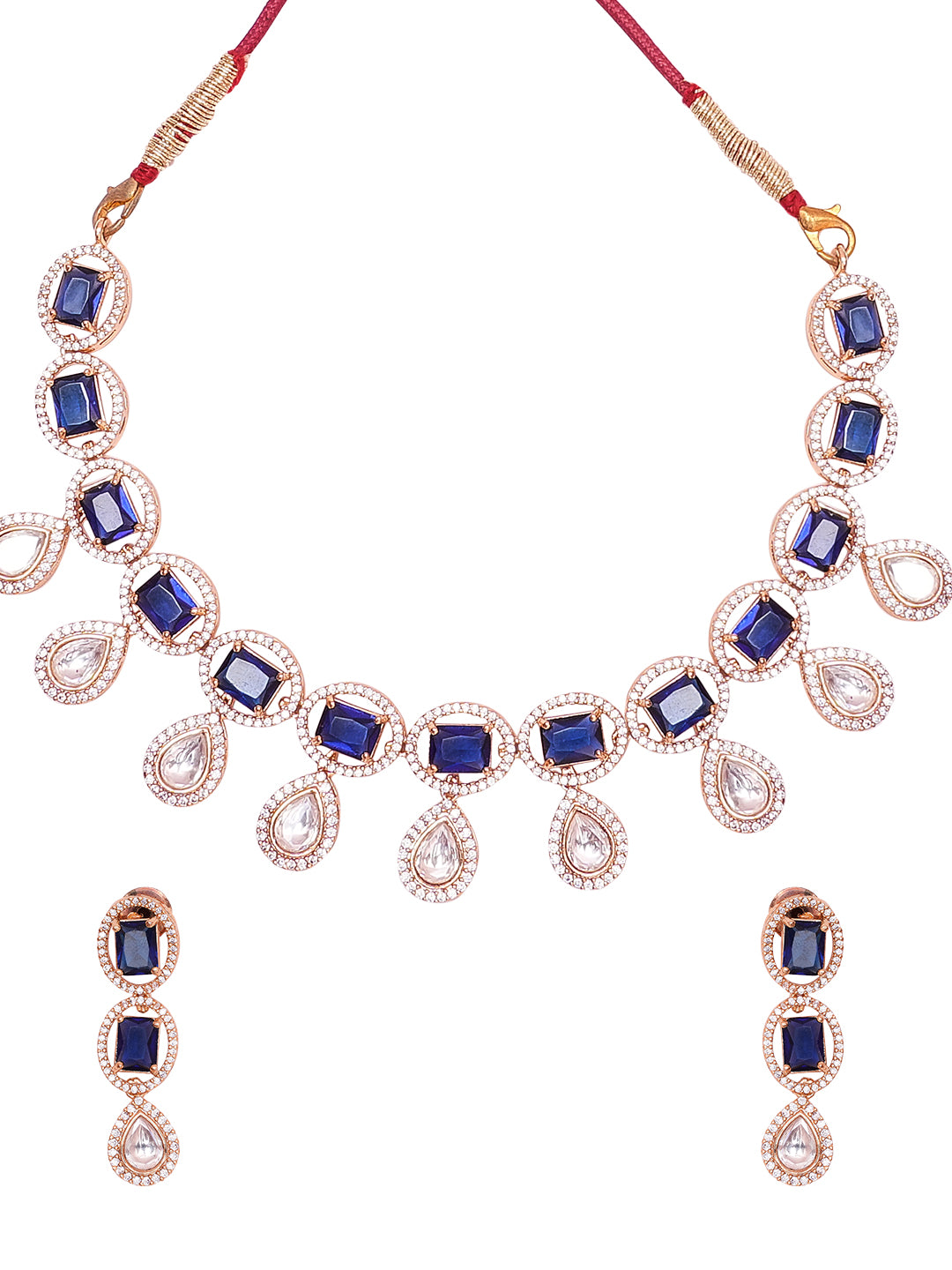 Kayrah Blue Stone Necklace & Earrings Set for Women