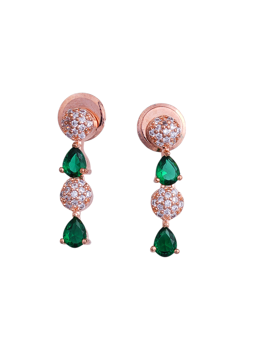 Emerald Green & Clear Stone Necklace Earrings Set for Women