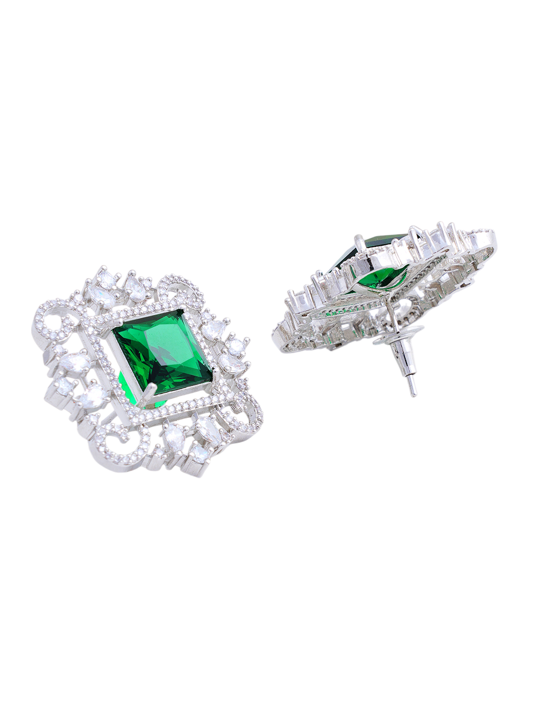 Emerald Green Statement Necklace & Earrings Set for Women