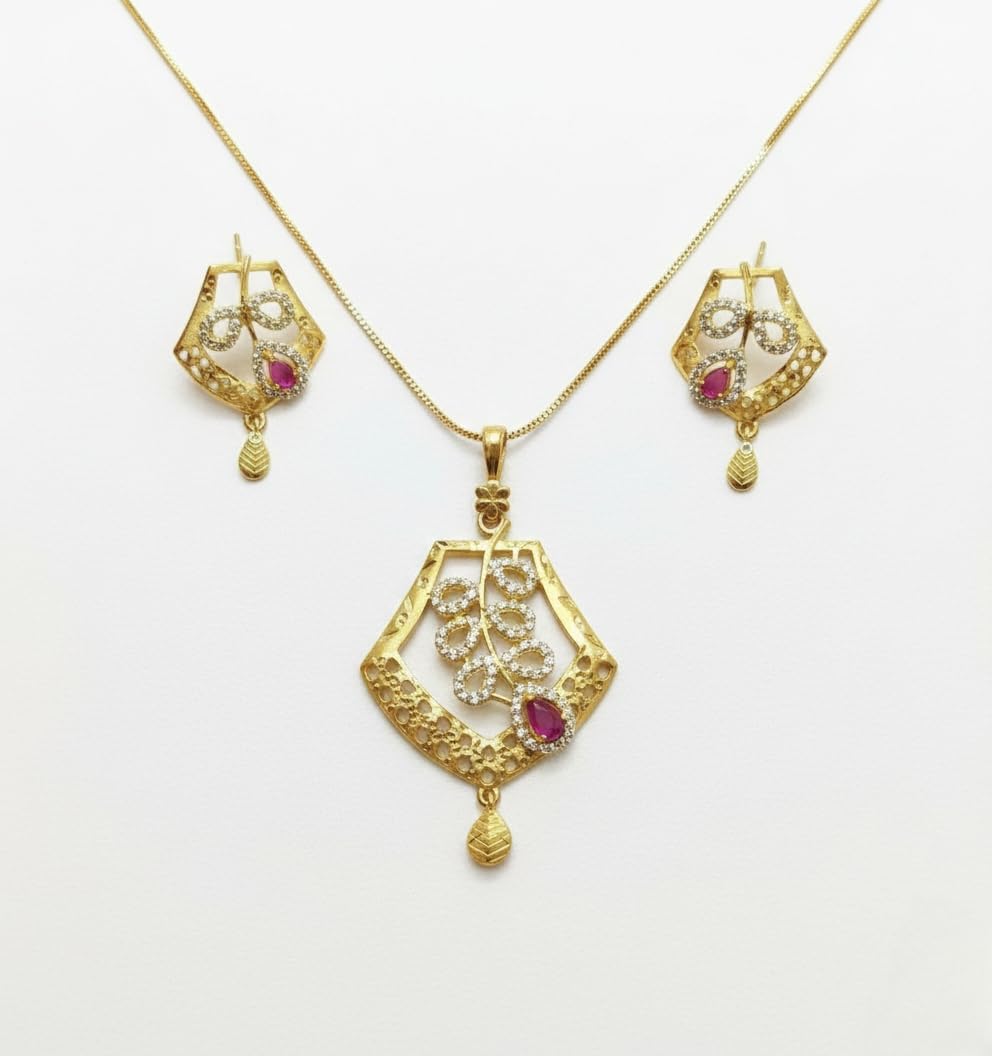 KAYRAH Gold Plated Necklace Set for Women Stylish with Matching Earrings with Matching Earrings