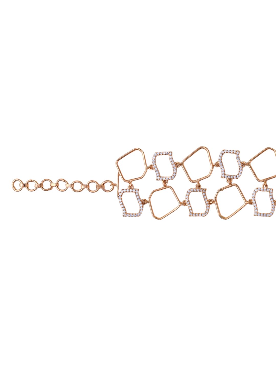KAYRAH Gold Plated Geometric Crystal Link Bracelet for Women Stylish Fashion Jewellery