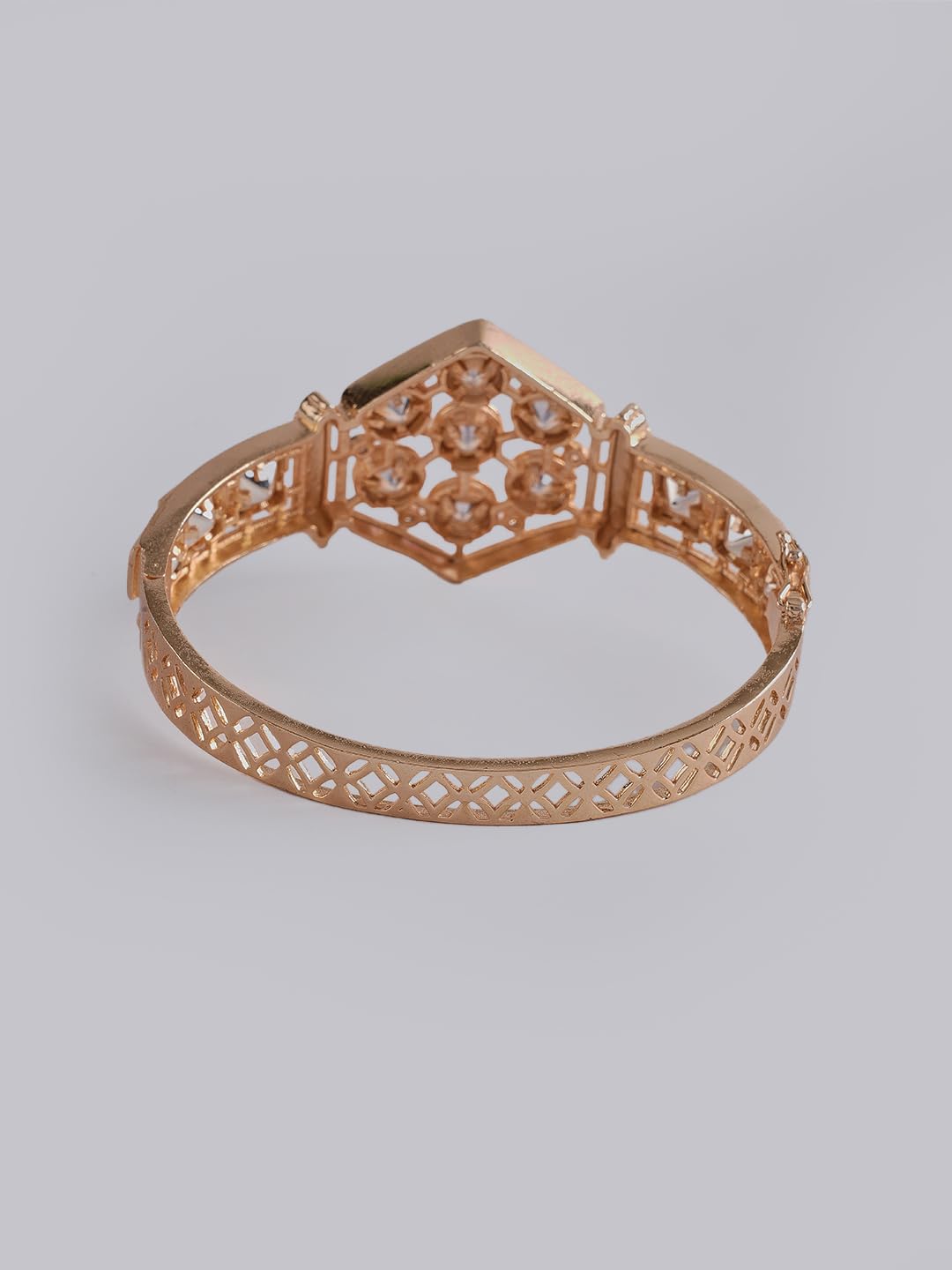 KAYRAH Gold Plated Stone Studded Cuff Bracelet for Women Elegant Fashion Jewellery