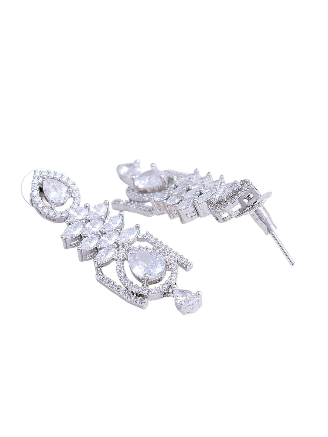KAYRAH High-polished Brass CZ Stone Pendant Necklace, Stud Earrings and Ring Set for Women and Girls with Matching Earrings with Matching Earrings