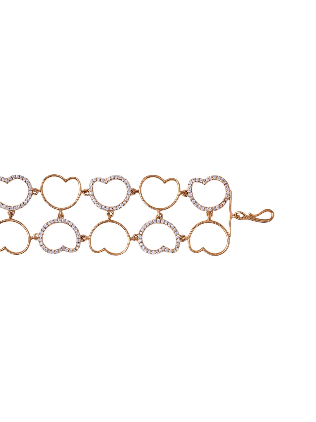 KAYRAH Gold Plated Heart Crystal Link Bracelet for Women Stylish Fashion Jewellery