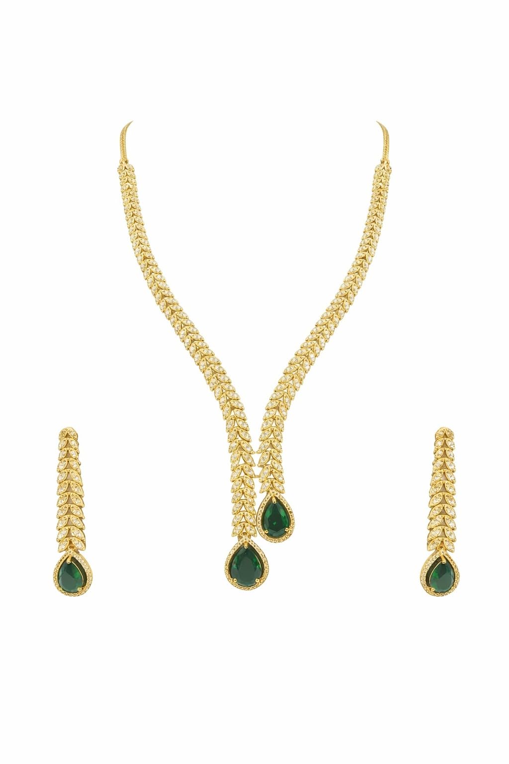 KAYRAH Gold Plated Blue Stone Necklace Set for Women Stylish with Matching Earrings with Matching Earrings
