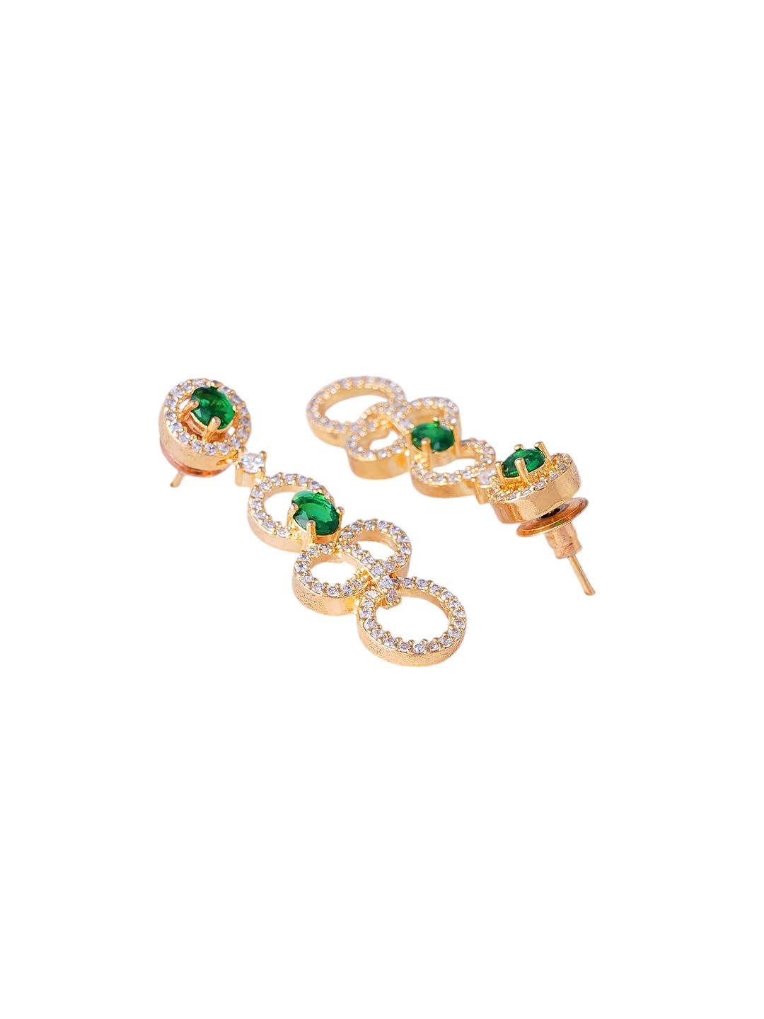 KAYRAH Gold Plated Green Stone Necklace Set for Women with Matching Earrings with Matching Earrings