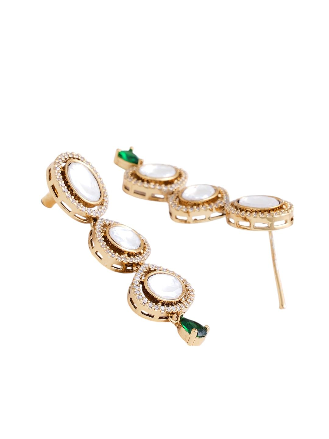 KAYRAH Women Red Brass Material Crafted Kundan Stone Studed Necklace with Earrings with Matching Earrings with Matching Earrings