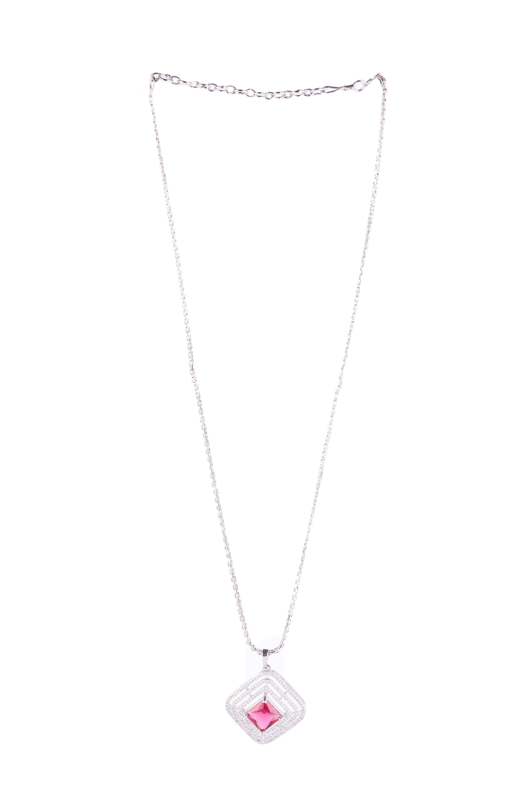 KAYRAH Women Green Brass Material Crafted CZ Stone Studed Necklace with Earrings with Matching Earrings with Matching Earrings