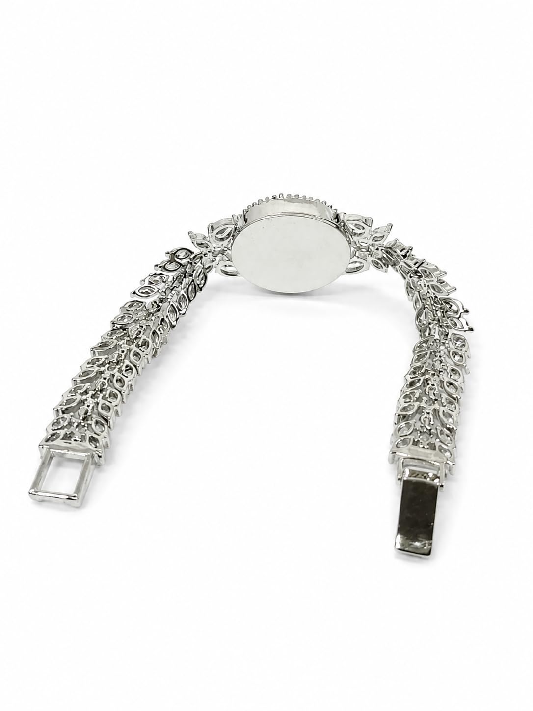 KAYRAH Silver Plated Crystal Analog Bracelet Watch for Women