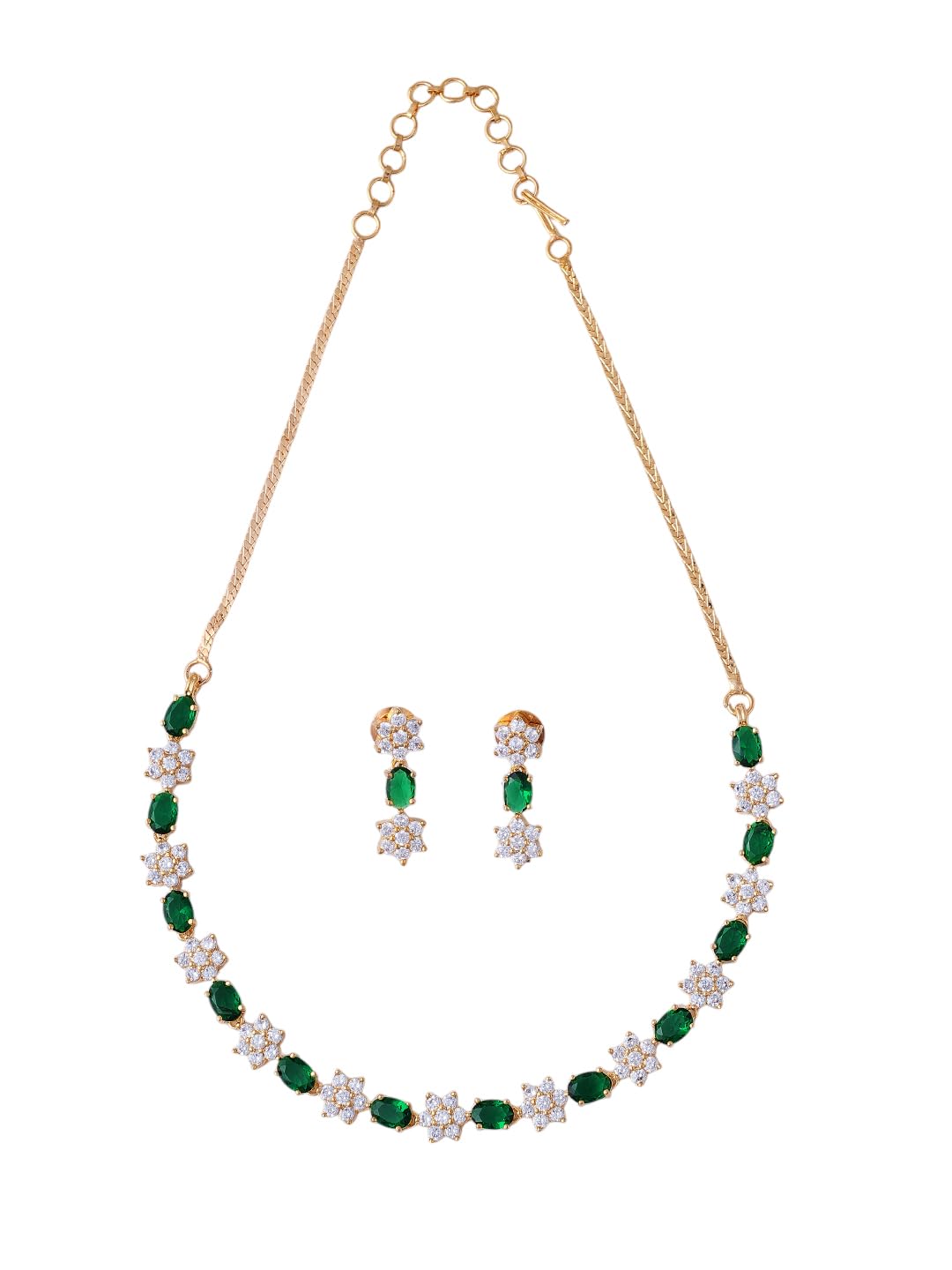 KAYRAH Gold Plated Pink Stone Necklace Set for Women Stylish with Matching Earrings with Matching Earrings