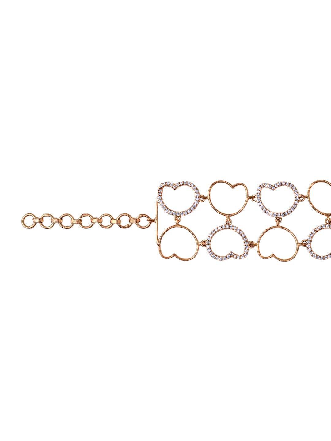 KAYRAH Gold Plated Heart Crystal Link Bracelet for Women Stylish Fashion Jewellery