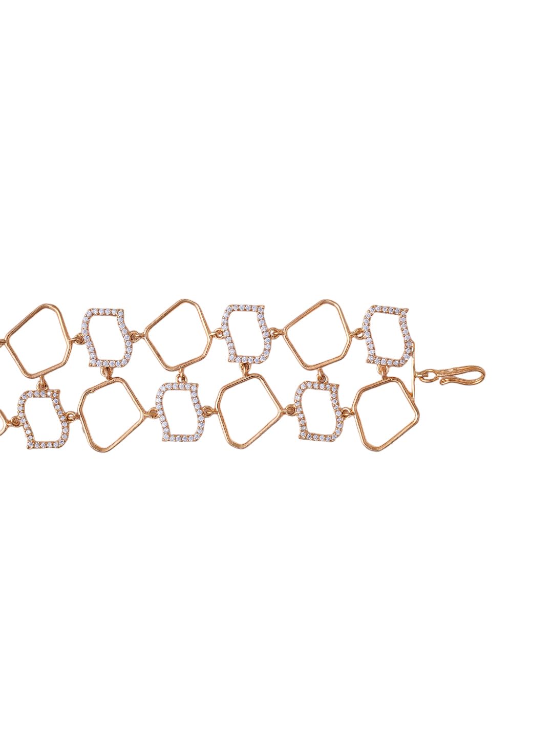 KAYRAH Gold Plated Geometric Crystal Link Bracelet for Women Stylish Fashion Jewellery