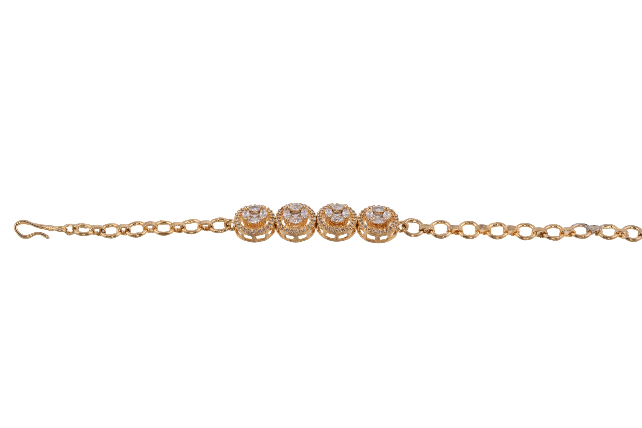 KAYRAH Gold Plated Round Crystal Bracelet for Women Stylish Fashion Jewellery