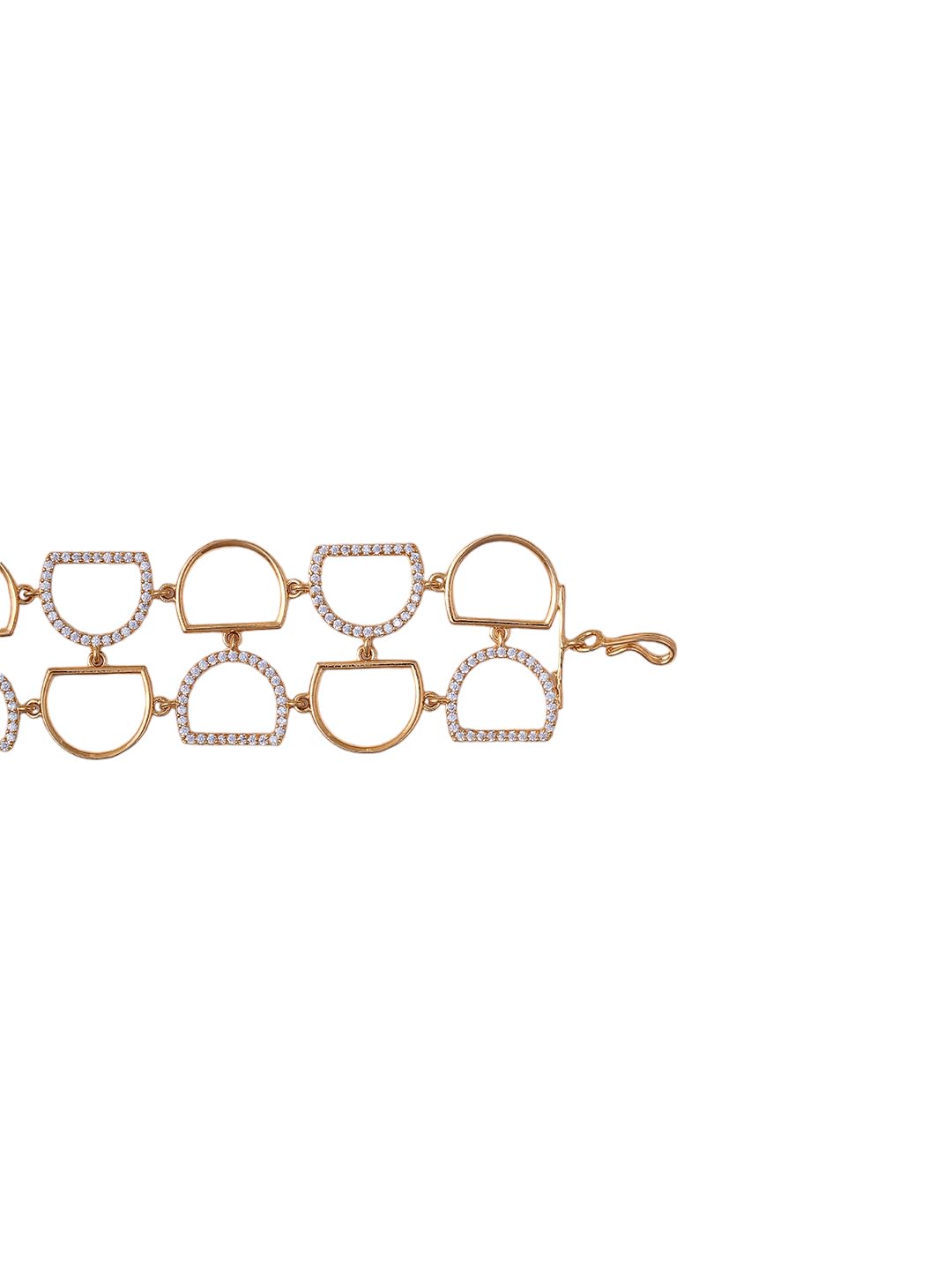 KAYRAH Gold Plated Geometric Crystal Link Bracelet for Women Stylish Fashion Jewellery